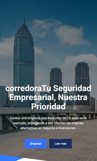 Vista mobile del sitio de Corredora de Seguros – seguros para personas y empresas en Argentina