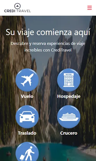 Vista mobile del sitio de CreditRavel – créditos para turismo en Argentina