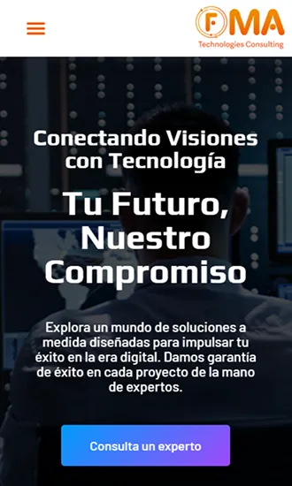 Vista mobile del sitio de FMA Tech, empresa argentina de software a medida para clientes B2B