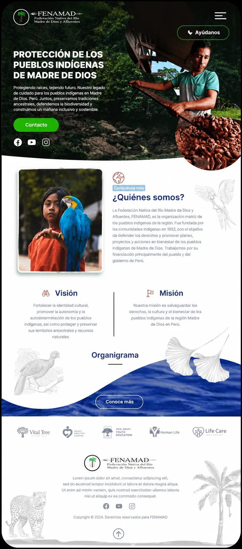 Vista móvil web fundación ONG Argentina