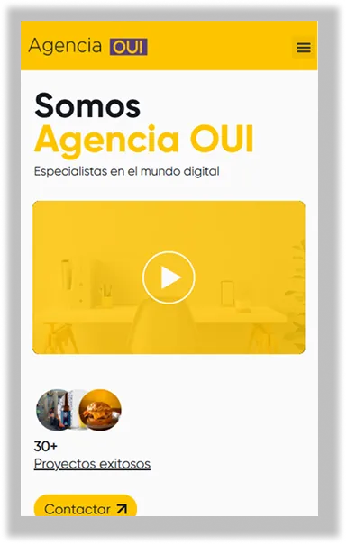 Vista mobile del sitio de Agencia OUI optimizado para branding premium en Argentina