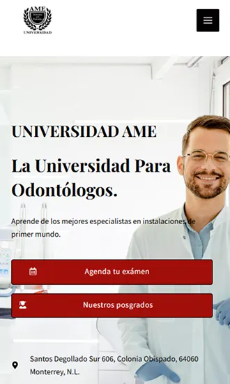 Vista móvil del sitio AME.mx con servicios para empresas digitales