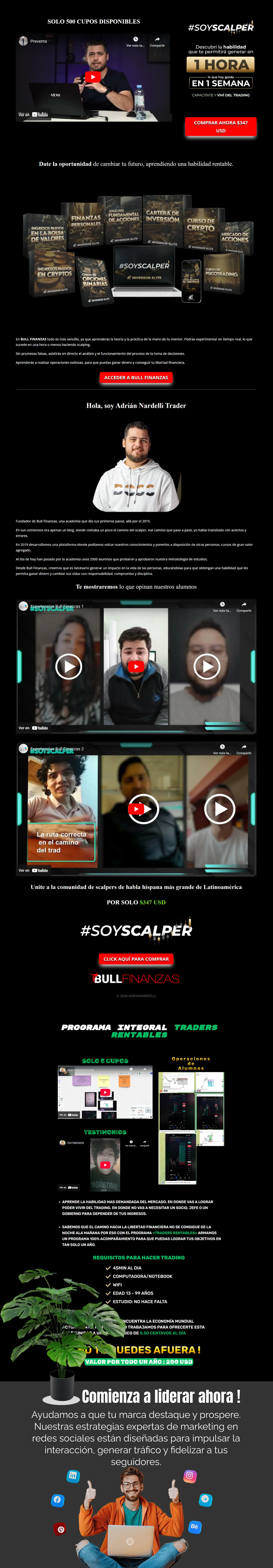 Vista desktop de Krito con dashboard de estudiante y módulos de cursos de cripto en Argentina