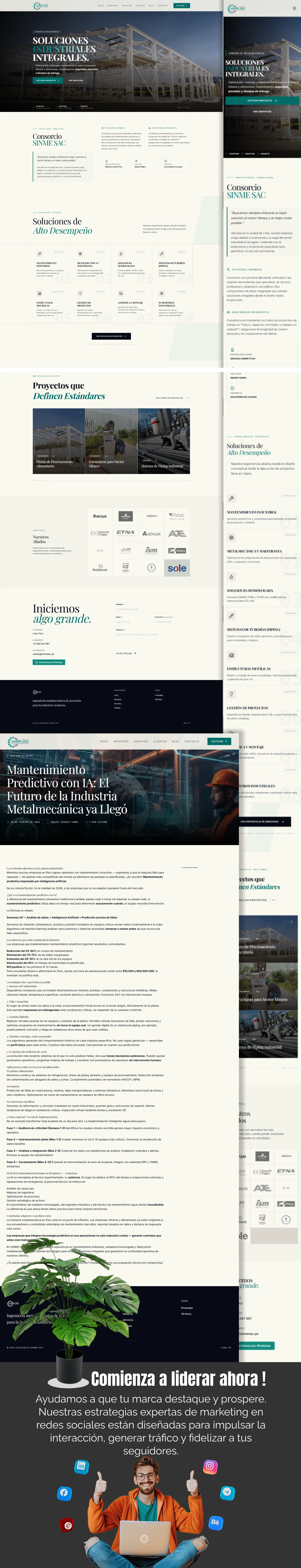 Vista desktop del sitio corporativo de Sinmesac – construcción e infraestructura en Argentina