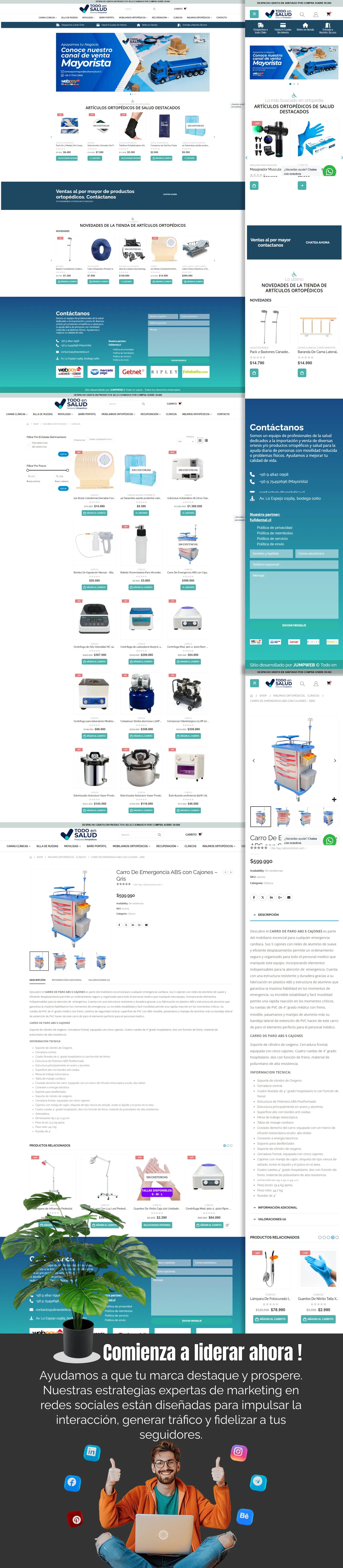 Vista desktop del portal Todo en Salud con buscador de especialistas de salud